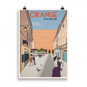 Poster Vintage 'Mur Antique d'Orange' - Découvrez le charme historique d'Orange avec cette illustration rétro captivante.