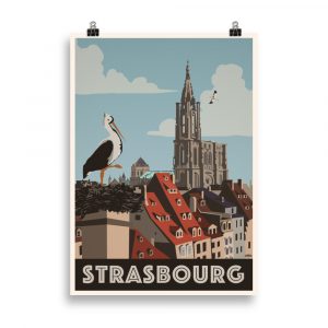 Poster Vintage 'Strasbourg' - Découvrez le charme de cette ville historique avec une illustration rétro captivante.