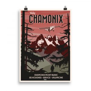 Poster Vintage 'Visitez Chamonix' - Explorez les Alpes avec l'Avion Aeropostale : Charming illustration rétro capturant l'attrait de Chamonix.