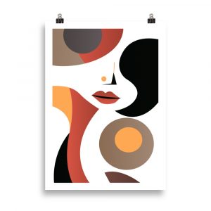 Poster portrait géométrique de Femme "Orange & Red"