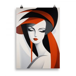 Poster minimaliste - Portrait Élégant de Femme : Simplicité et élégance dans un portrait captivant