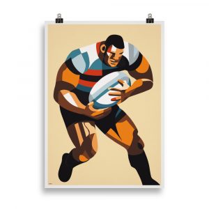 Affiche vintage 'Rugby Picasso' représentant le rugby sous l'influence du style Picasso
