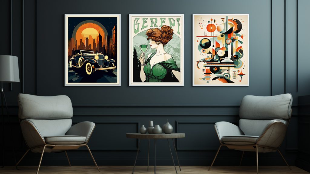 Collection de Posters Vintage 'Art et Déco' - Élégance artistique mêlant divers styles rétro.