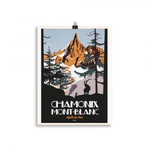 Vintage Poster "Chamonix Mont-Blanc L'Aiguille des Drus" inspired by Roger Broders 1924 style