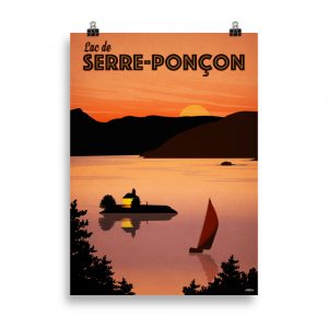 Vintage Travel Poster: Sunset on Lake Serre-Ponçon