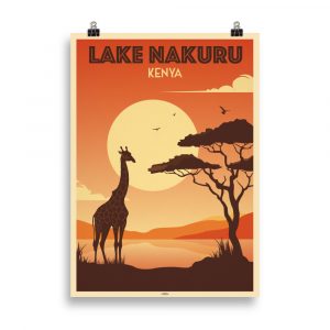 Vintage Travel Poster: Lake Nakuru, Kenya