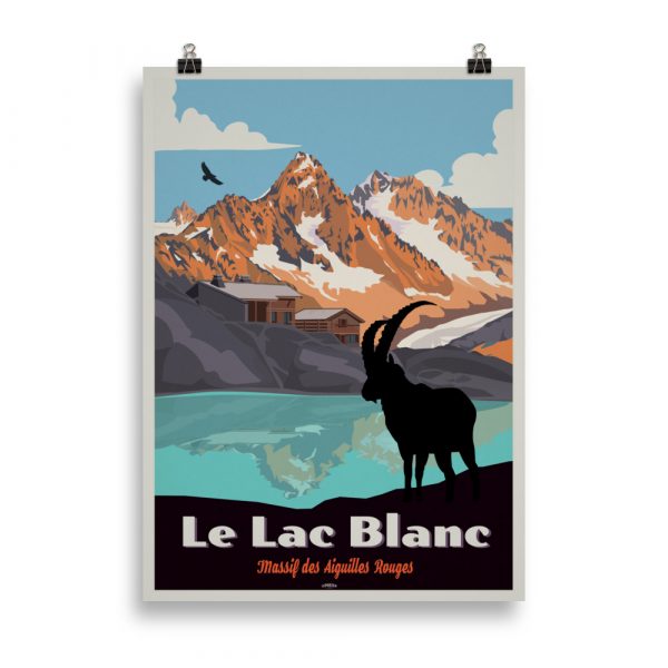 Vintage Travel Poster: Le Lac Blanc, Massif des Aiguilles Rouges.