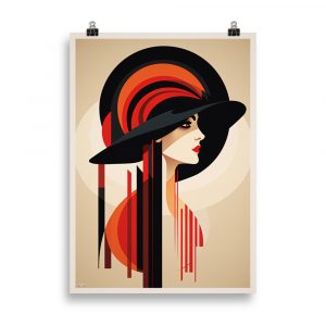 Vintage Art Deco Print: Adorn your space with elegance and glamour with the 'Vintage Glam Lady' poster, showcasing a captivating woman portrait in Art Deco style.