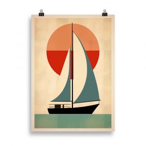 Vintage Minimalist Art Print: Embrace simplicity and nostalgia with the 'Little Ship' poster, a charming vintage minimalist artwork capturing the essence of maritime allure.