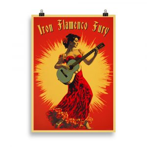 Vintage Flamenco Iron Fury Poster - Immerse yourself in the passionate energy of flamenco with this captivating vintage poster, blending the fiery spirit of dance with an industrial edge.