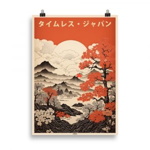 Vintage Art-Deco Poster: Timeless Japan. Immerse yourself in the timeless charm of Japan with this captivating vintage poster, blending traditional aesthetics with Art-Deco elegance.