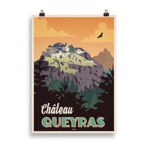 Discover the charm of 'Le Château Queyras' with our vintage travel poster, showcasing the medieval fortress in all its grandeur.