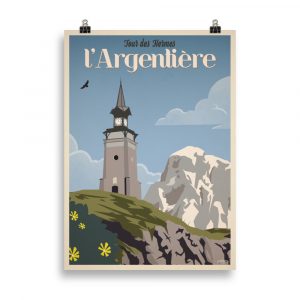 Vintage Travel Poster of Tour des Hermes, l'Argentière la Besse - Explore the beauty of Alpine heritage with this captivating retro illustration.