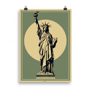 Affiche Vintage Minimaliste de la Statue de la Liberté - Capturez l'essence de l'emblème américain avec cette illustration rétro épurée.