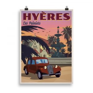 Découvrez Hyères Les Palmiers avec ce Poster Travel Vintage inspiré du style Grand Theft Auto
