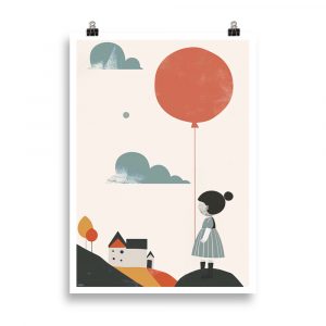Vintage Children's Room Poster 'La fille au Ballon' - A captivating retro illustration to brighten up your child's room.