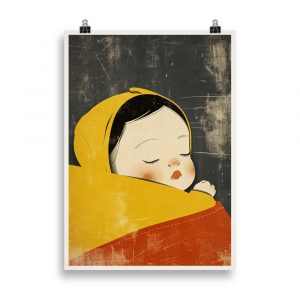 Vintage Children's Room Poster 'Sleeping Angel' - A soothing retro illustration to enhance your little angel's sleep.