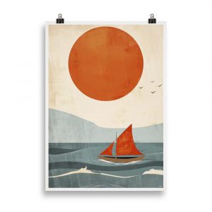 Poster Vintage 'Petit Bateau' pour la Chambre d'Enfant - Une illustration rétro adorable pour égayer l'espace de votre petit marin.