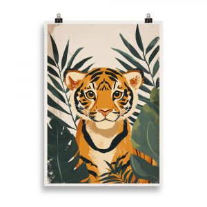 Vintage Children's Room Poster 'Bébé Tigre' - A cute retro illustration to brighten up your little adventurer's space.