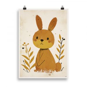 Vintage Children's Room Poster 'Baby Rabbit' - An adorable retro illustration to brighten up your little explorer's space.