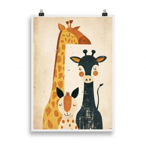 Vintage Children's Room Poster 'Friends of the Savannah' - A cheerful retro illustration to brighten up your little explorer's space.