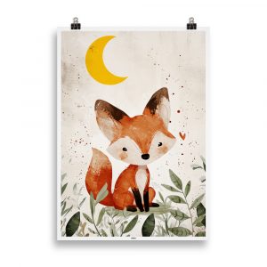 Vintage Children's Room Poster 'Baby Fox' - An adorable retro illustration to brighten up your little adventurer's space.
