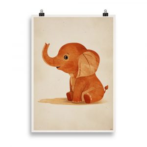 Vintage Children's Room Poster 'Baby Elephant' - An adorable retro illustration to brighten up your little explorer's space.