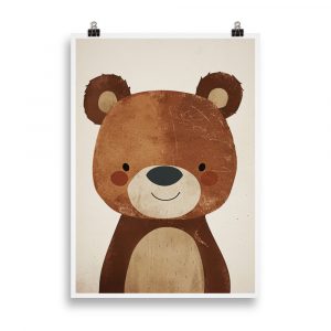 Poster Vintage 'Bébé Ours' pour la Chambre d'Enfant - Une illustration rétro adorable pour égayer l'espace de votre petit aventurier.