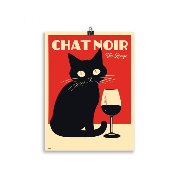 Vintage Poster Art-Deco "Chat Noir, Vin rouge"