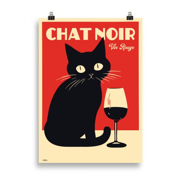 Vintage Poster Art-Deco "Chat Noir, Vin rouge" - Image 2