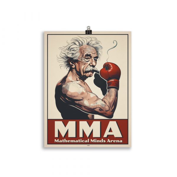 Humorous vintage poster "Albert Einstein MMA" (Mathematical Minds Arena) - Image 2