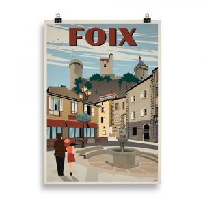 Vintage Travel Poster 'Foix' - View from Place Pyrene