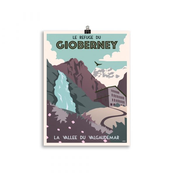 Poster Travel Vintage "Valgaudemar Refuge du Gioberney" Parc National Les Ecrins – Image 2