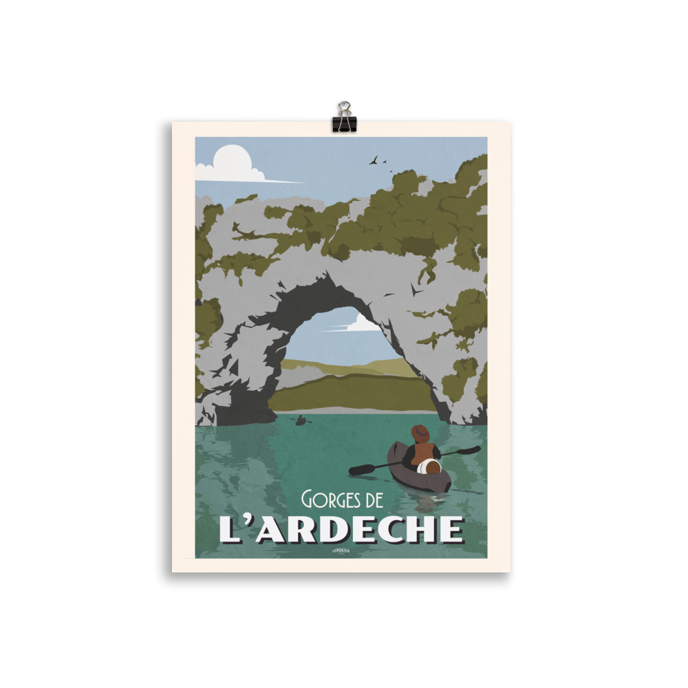 Poster Vintage "Gorges de l'Ardèche, Kayak au Pont D'arc" – Image 2