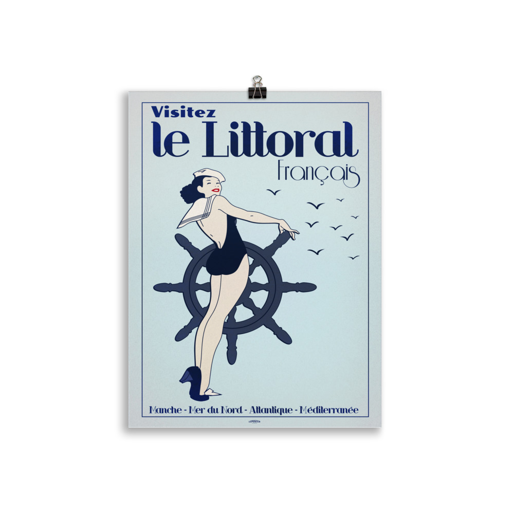 Poster Vintage "Pinup du Littoral"  Mer du Nord à l'Atlantique et à la Méditerrannée – Image 2