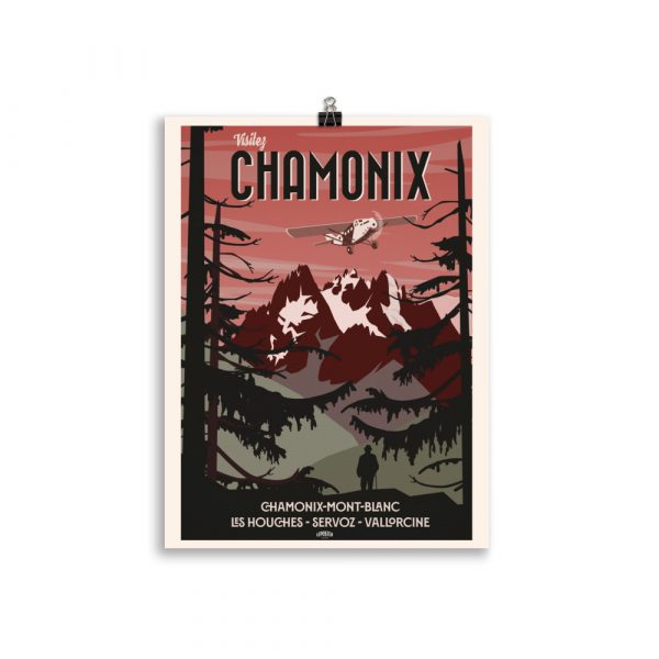 Poster Vintage "Visitez Chamonix"  Travel Aeropostale Plane – Image 2