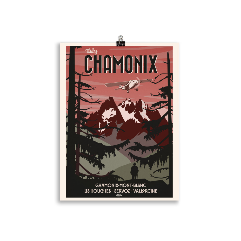 Poster Vintage "Visitez Chamonix"  Travel Aeropostale Plane – Image 2