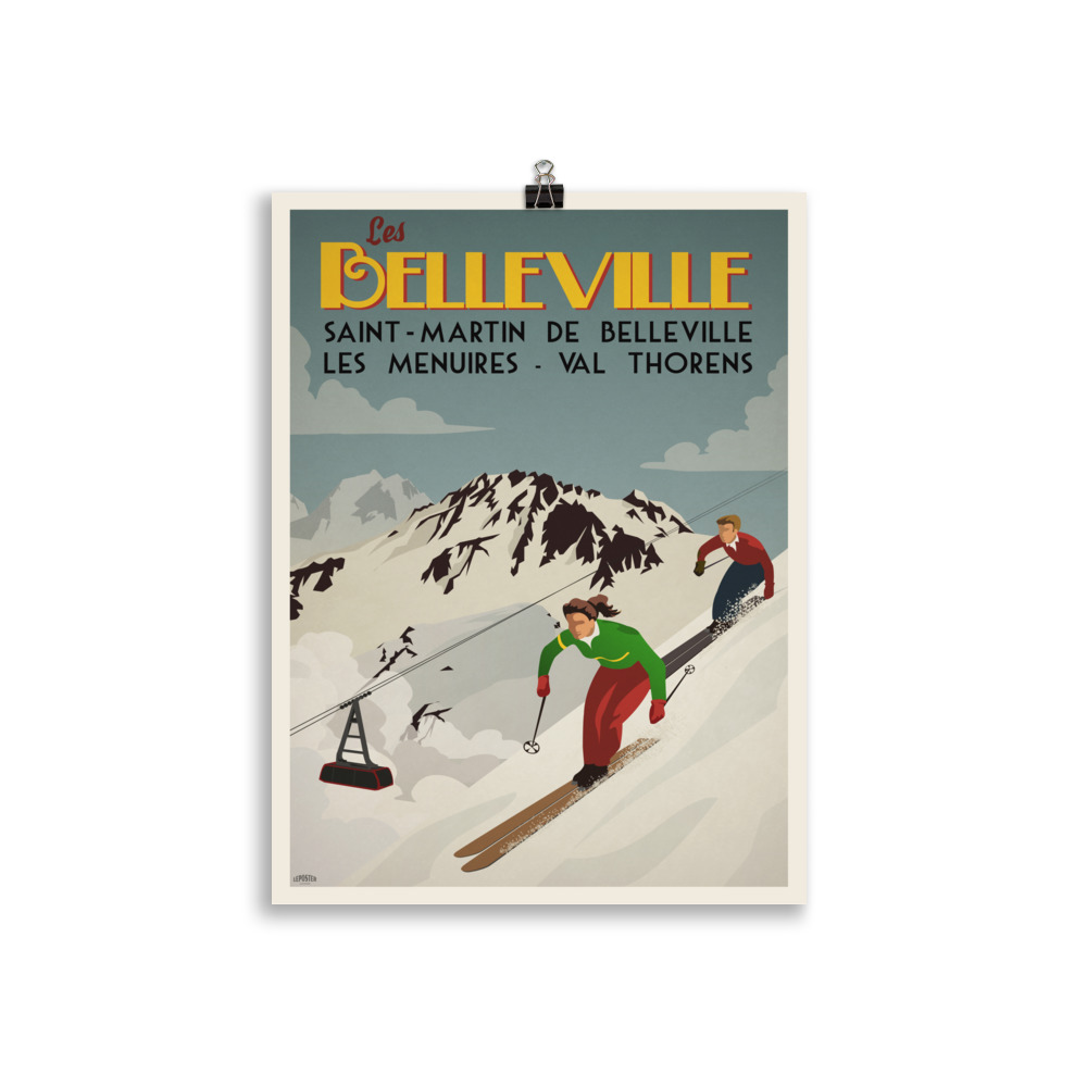 Poster Travel Vintage " Les Belleville " ski sur les 3 vallées – Image 2