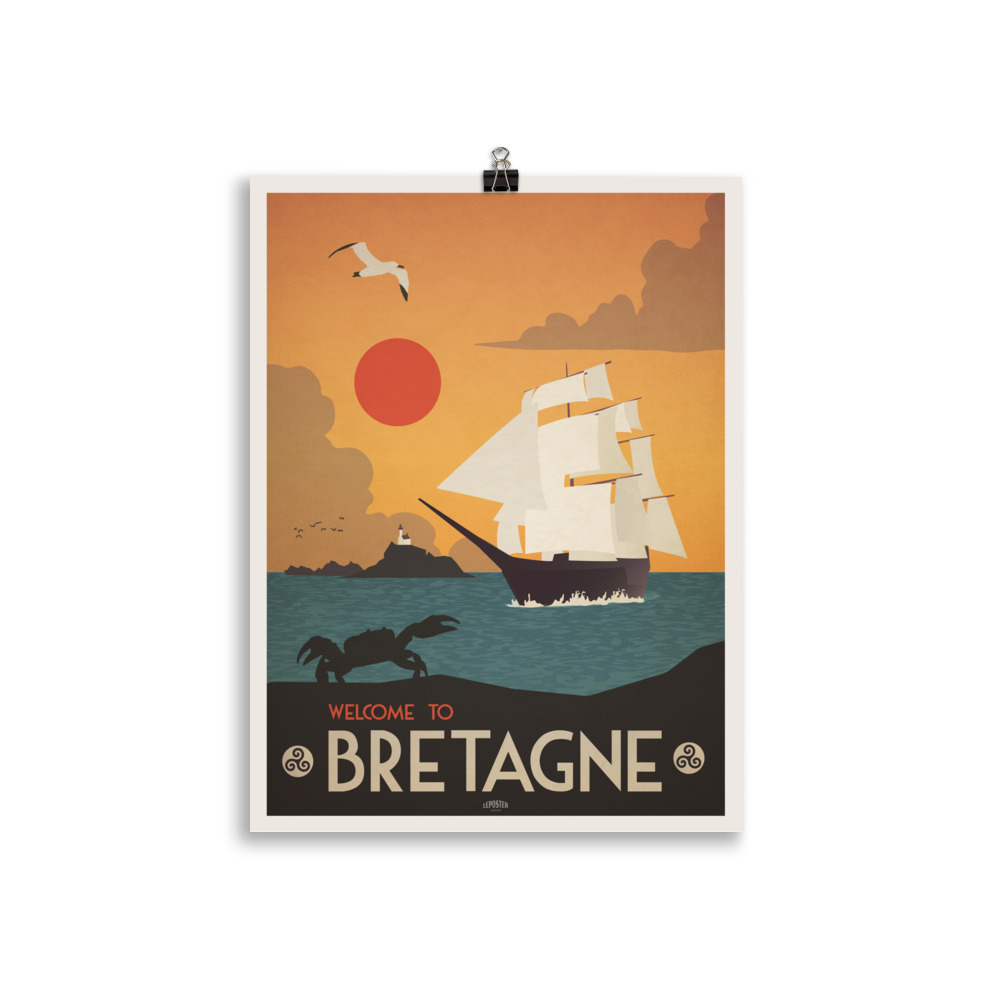 Poster Travel Vintage "Welcome to Bretagne" Old Ship – Image 2