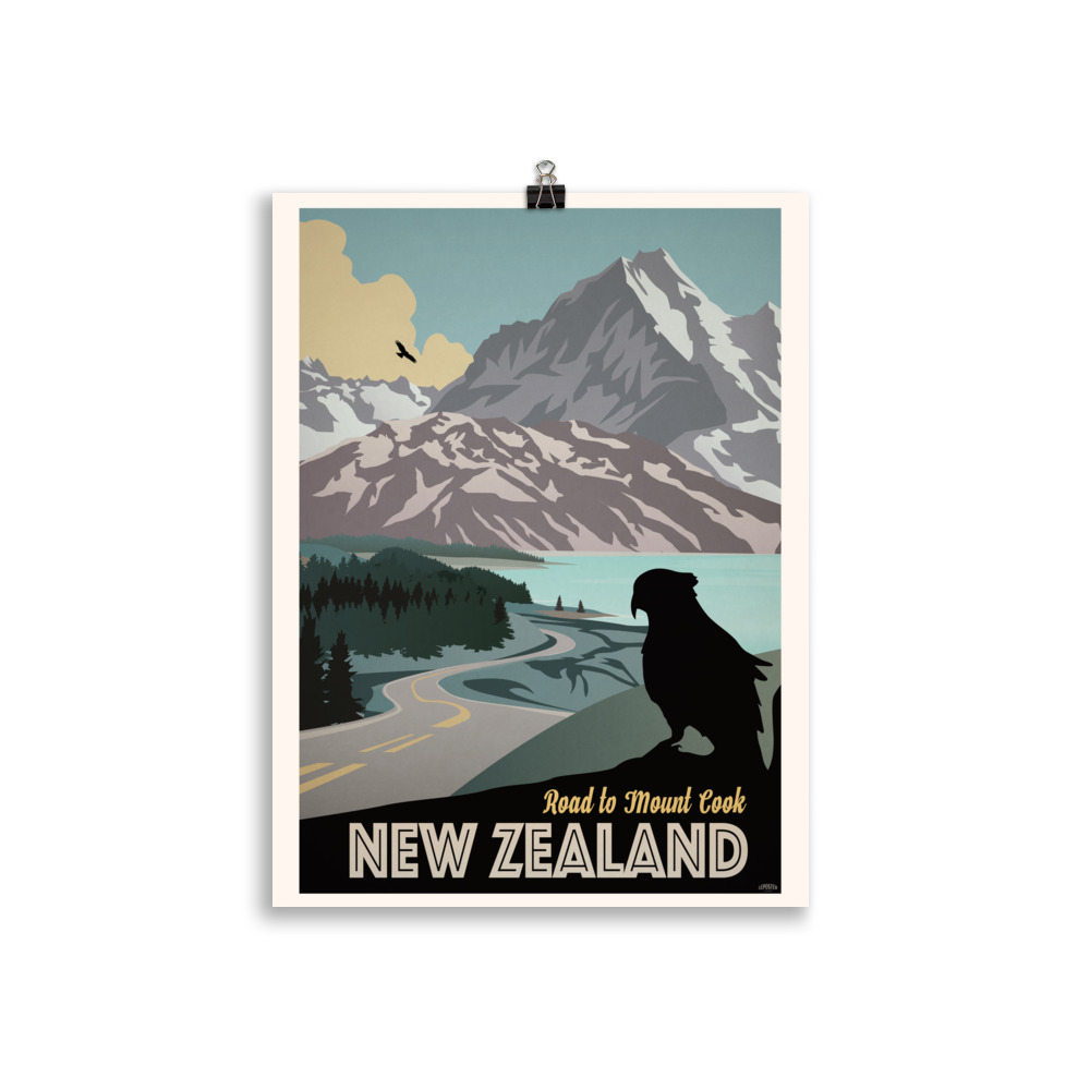Poster Travel Vintage "Road to Mount Cook" New Zealand – Image 2