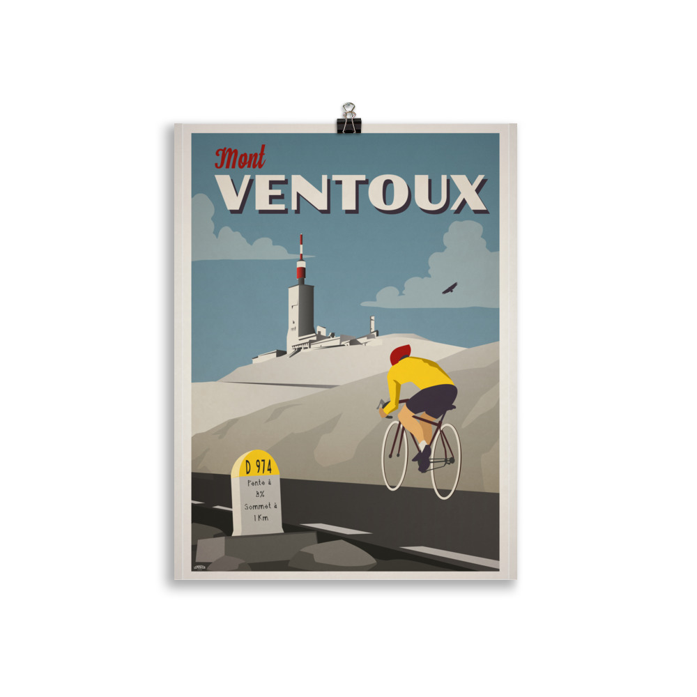 Poster Tela Mont Ventoux Ciclismo - Stampa Vintage 40x60 Cm, Arte Da Parete Per Sportivi, Senza Cornice, Quadro Moderno