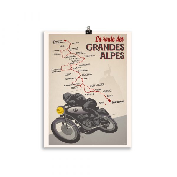 Poster Travel Vintage "La route des Grandes Alpes" Moto – Image 2