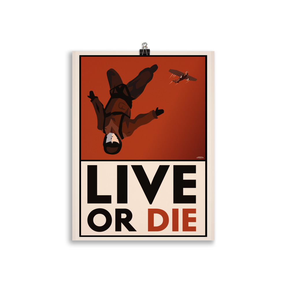 Poster Propaganda Vintage "LIVE OR DIE " Skydive – Image 2