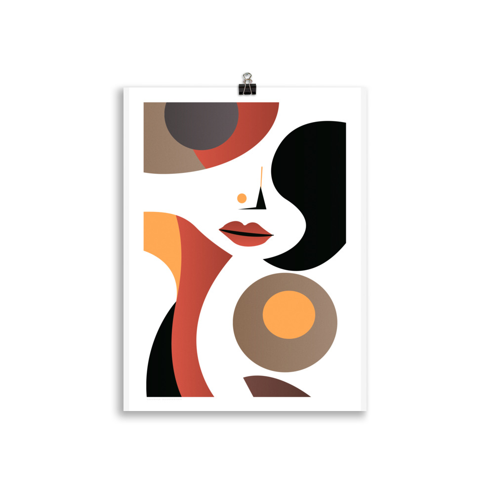 Poster portrait géométrique de Femme "Orange & Red" – Image 2