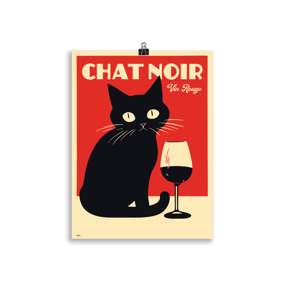 Poster Vintage Art-Deco "Chat Noir, Vin rouge" – Image 2