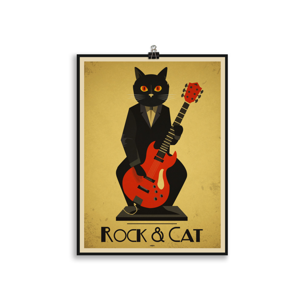 Poster Music Vintage "Rock and Cat" Art & Deco – Image 2