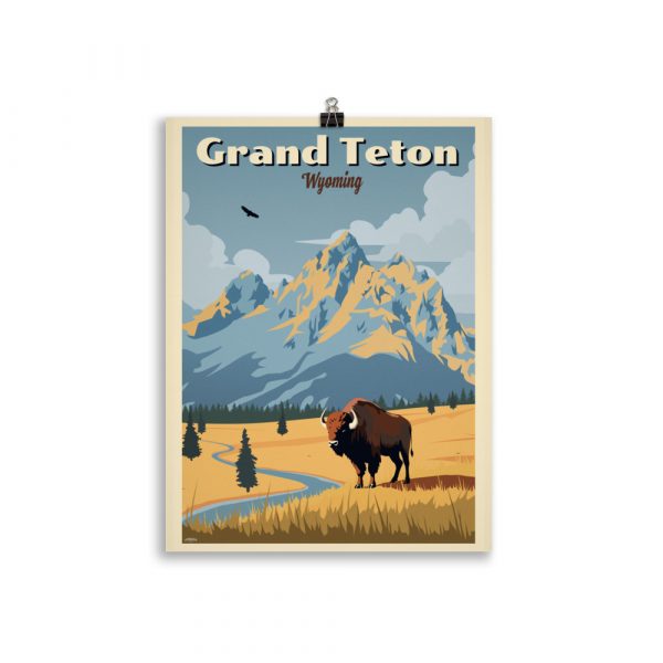 Poster Travel Vintage "Grand Teton" National Park Wyoming – Image 2