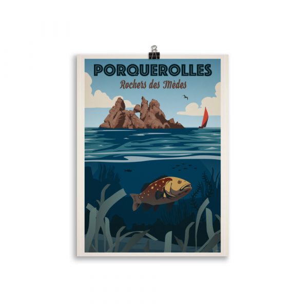 Poster Travel Vintage "Porquerolles, Rochers des Mèdes" – Image 2
