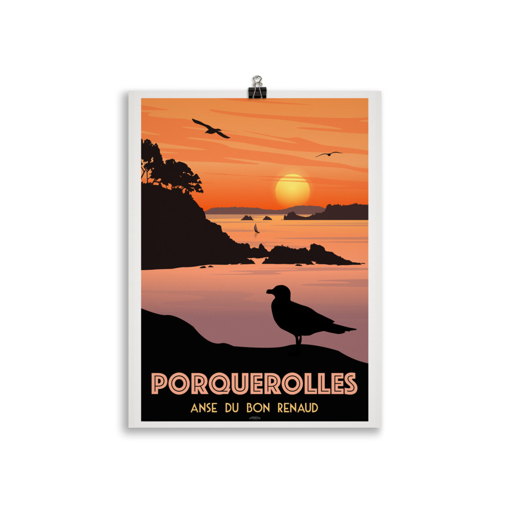 Poster Travel Vintage "Porquerolles Sunrise, Anse du bon Renaud" – Image 2