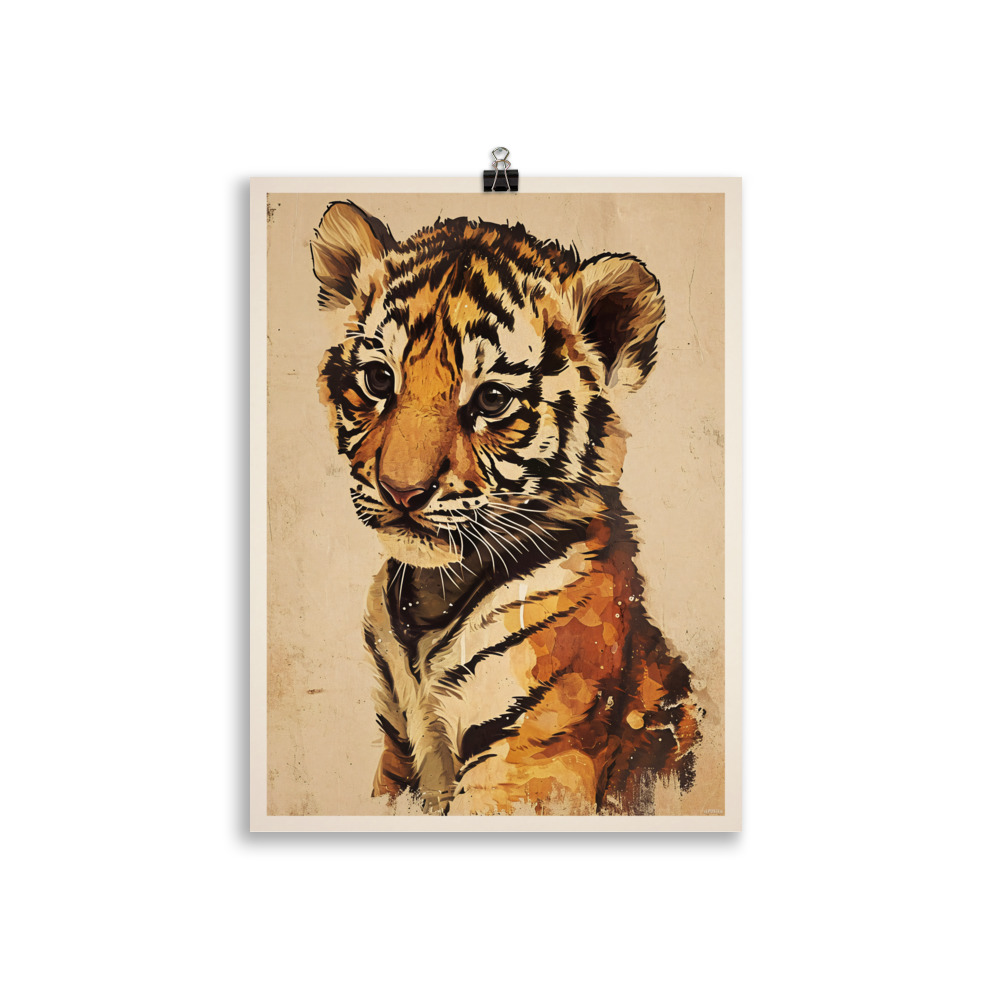 Poster Vintage "Portrait de Bébé Tigre" Chambre d'Enfant – Image 2